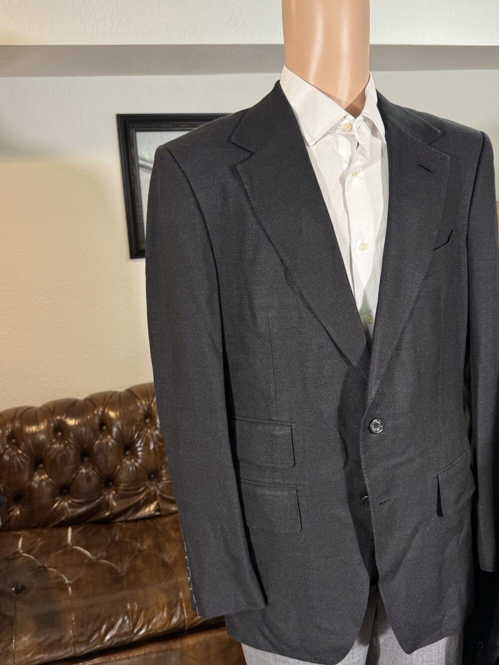 Tom Ford Black Silk Atticus Blazer Sport Coat 54 44R Notch Lapel